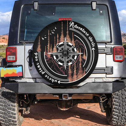 Petthouse | Compass Adventure Starts Spare Tire Cover Adventure Hiking Camping Mountain Wheel Cover Truck Decor