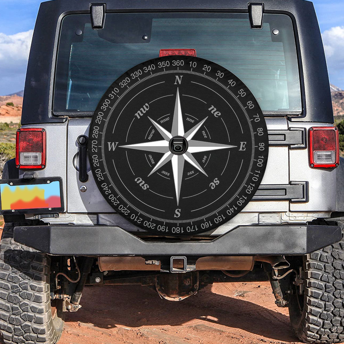 Petthouse | Compass Rose Black Spare Tire Cover Wheel Covers Accessories Spare Wheel Cover Truck Decoration