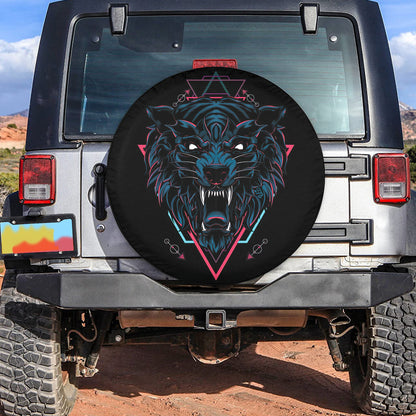 Petthouse | Wolf Face Art Printed Spare Tire Cover, Wolf Wildlife Animal Lovers Gift Viking Fans