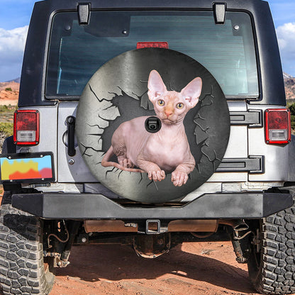 Petthouse | Sphynx Cat Car Tire Protector Sphynx Peeking Out Hole Spare Wheel Cover Cat Owner