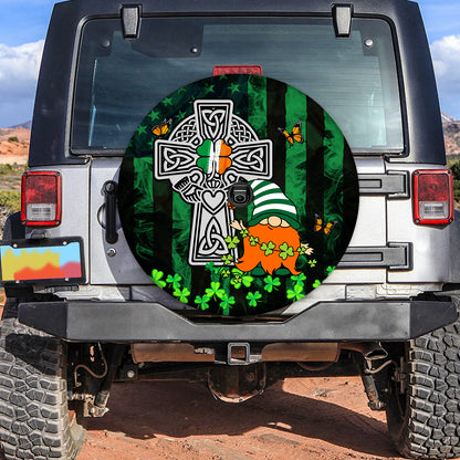 Petthouse | Irish St Patricks Day Gnome Celtic Cross Shamrock American Flag Spare Tire Cover Car Accessories