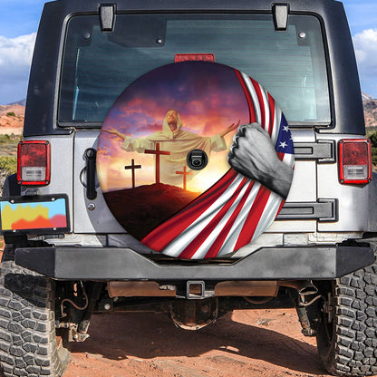 Petthouse | Jesus Bless Us Cross Hill Spare Tire Cover Jesus Holy Spirit Wheel Cover Jesus Cross Christian Gift