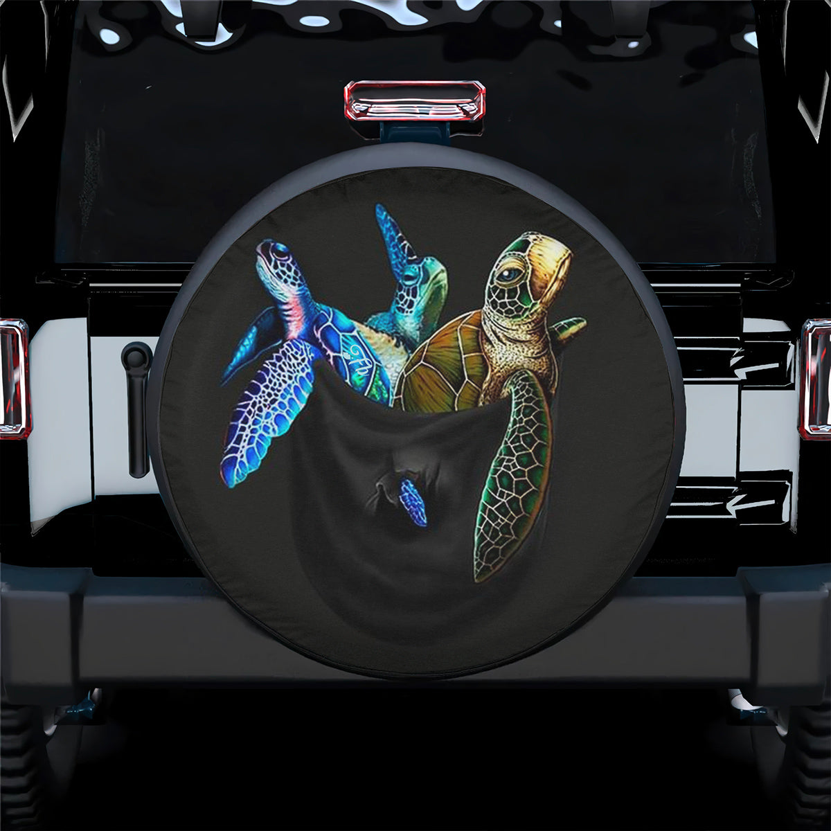 Petthouse | Turtle Family In Pocket Spare Tire Cover, Ocean Turtles Spare Tire Cover, Xmas Turtle