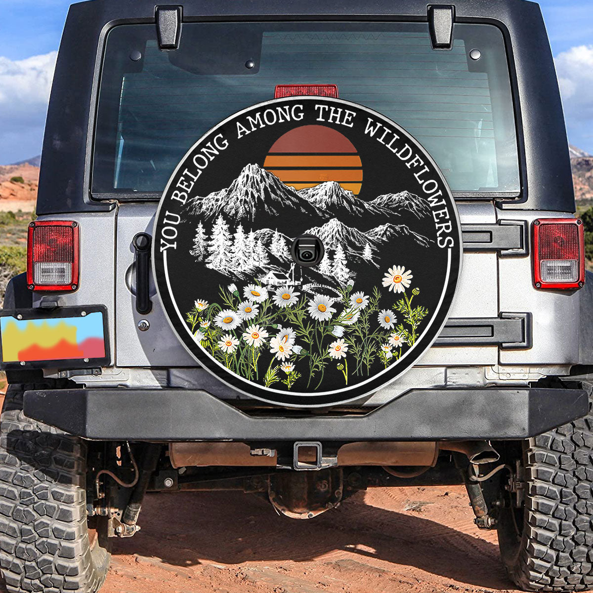 Petthouse | Mountain Landscape Camping Hiking Spare Tire Cover You Belong Among The Wild Flowers Truck Decor