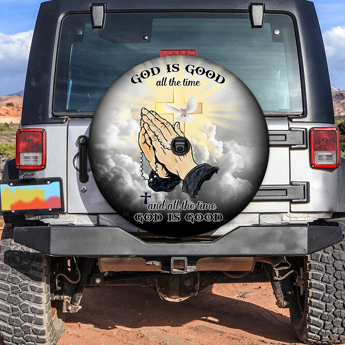 Petthouse | God Is Good Tire Cover Christian Tire Cover Religious Tire Covers Pray Hand Cover Car Decoration