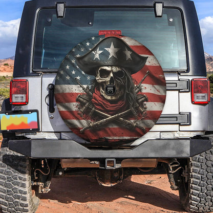 Petthouse | American Pirate Skull Spare Tire Cover Skull Skeleton Bones Car Accessory Truck Decoration