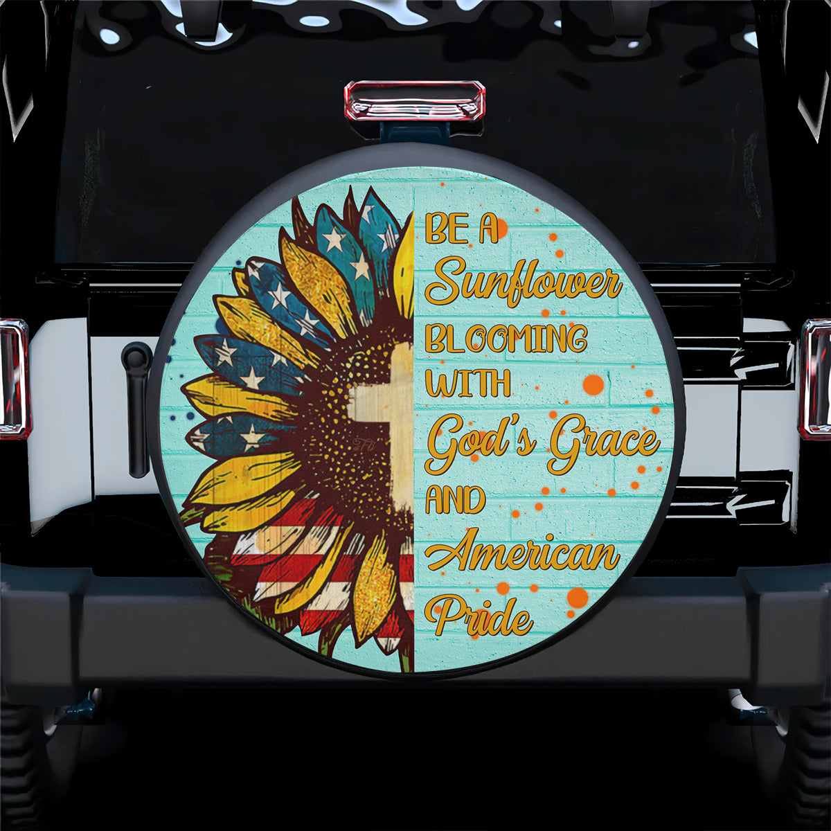 Petthouse | Cartoon Sunflower Artwork Tire Cover Be A Sunflower Tire Cover American Pride Cover Car Decor