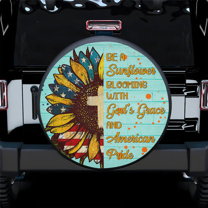 Petthouse | Cartoon Sunflower Artwork Tire Cover Be A Sunflower Tire Cover American Pride Cover Car Decor