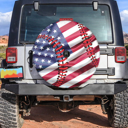 Petthouse | Baseball American Flag Spare Tire Cover Baseball Sports Wheel Cover Baseball Player Gift Son Gift