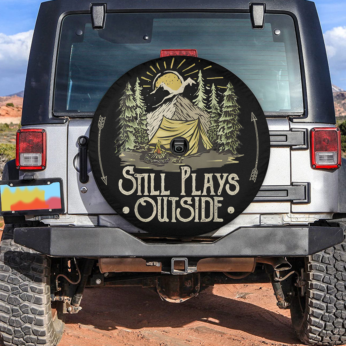 Petthouse | Camping Over Night Still Plays Outside Spare Tire Cover Camping Picnic Truck Decor Gift For Campers