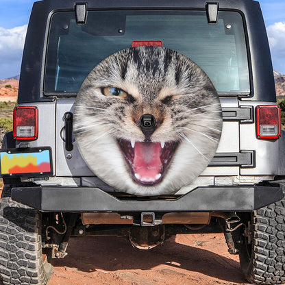 Petthouse | Cute Tabby Cat Crying With One Eye Closed Spare Tire Cover Wheel Cover For Car Cat Lover Gift