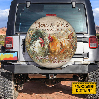 Petthouse | Personalized Chicken Couple Valentine Wheel Cover You And Me We Got This