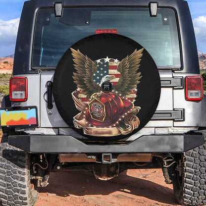 Petthouse | Bald Eagle American Flag Firefighter Spare Tire Cover Fireman Fire Dept Gift For Him