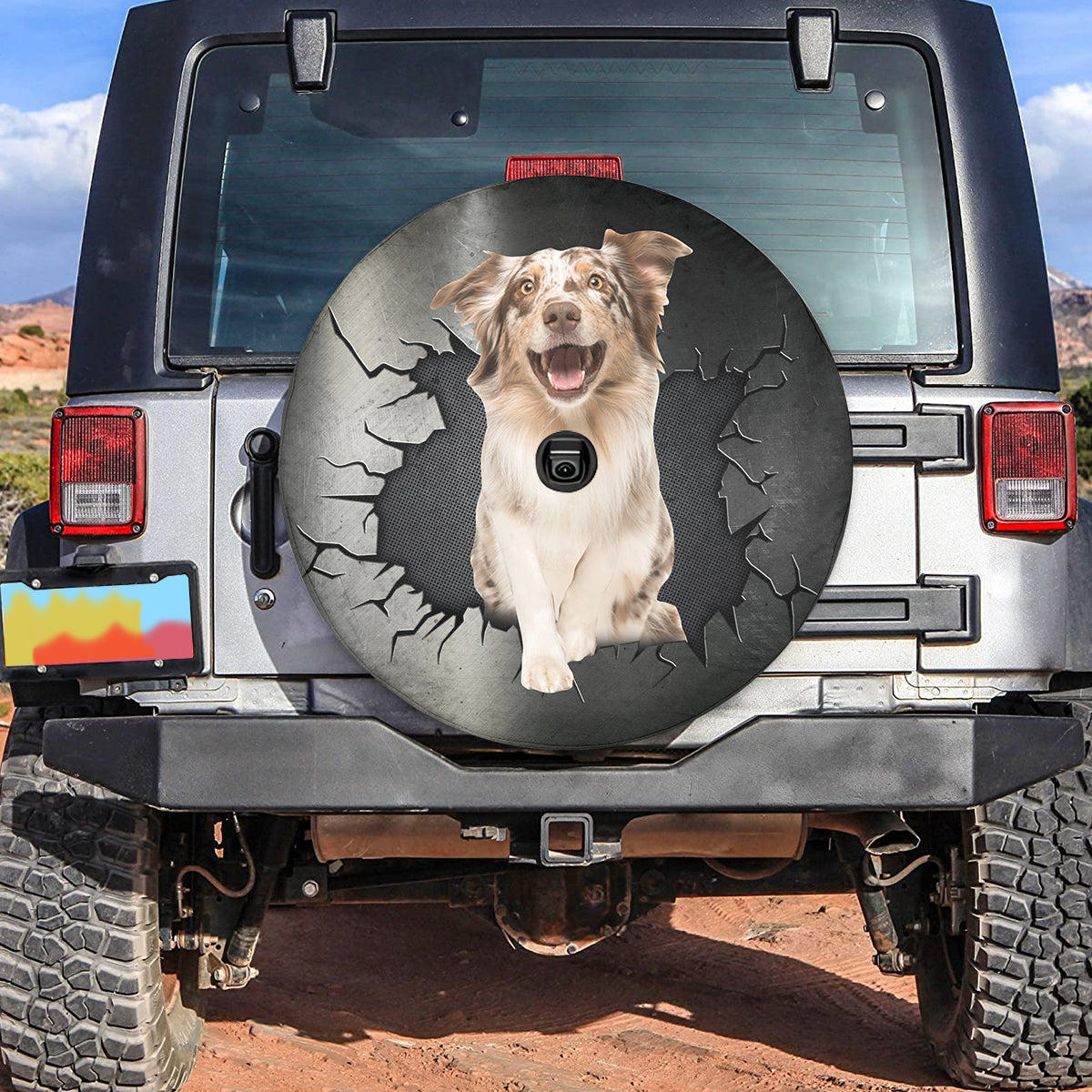 Petthouse | Australian Shepherd Car Accessories Wheel Cover Crack Metal Hole Tire Protector Fun Car Decor