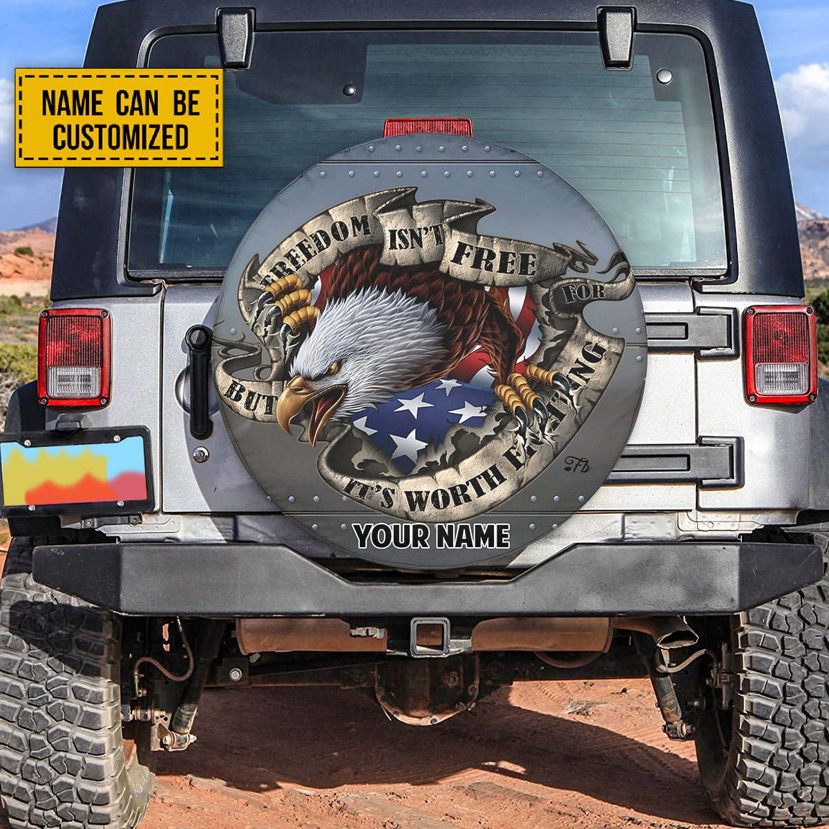 Petthouse | Customized Eagle Spare Tire Cover American Patriot Gift American Eagle Wheel Cover