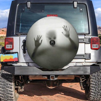 Petthouse | Creepy Ghost Shade Halloween Spare Tire Cover Vision Shouting Wheel Cover Fun Car Decor Person