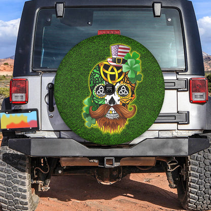 Petthouse | Sugar Skull Irish Shamrock St Patricks Day Spare Tire Cover Happy Irish Holiday Gift Ideas