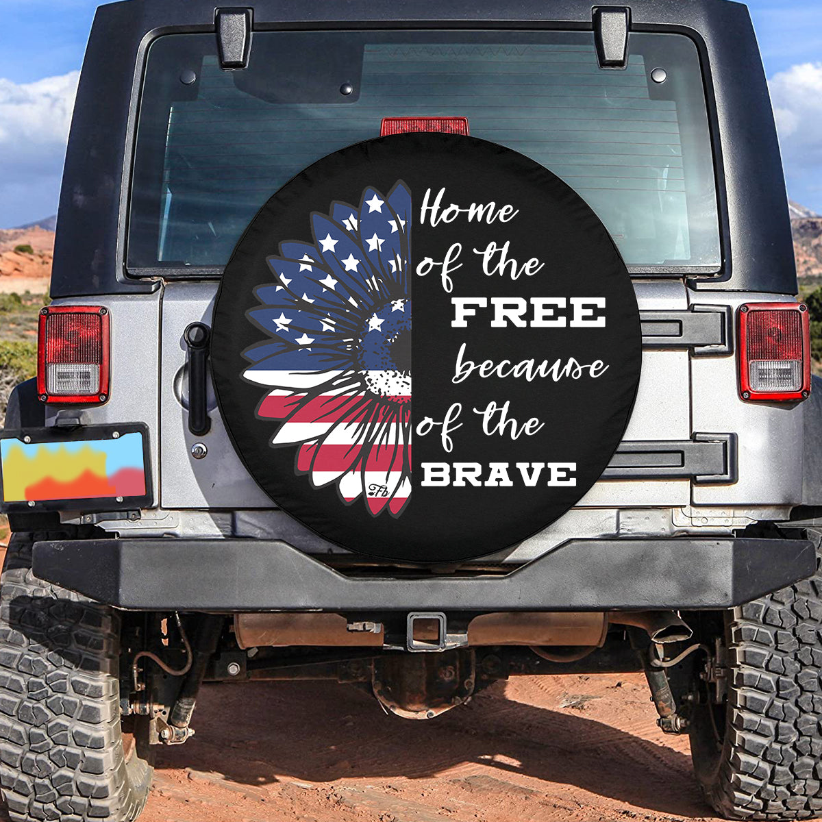 Petthouse | Home Of The Free Spare Tire Cover American Sunflower Art Tire Cover Patriot Tire Cover Car Decor