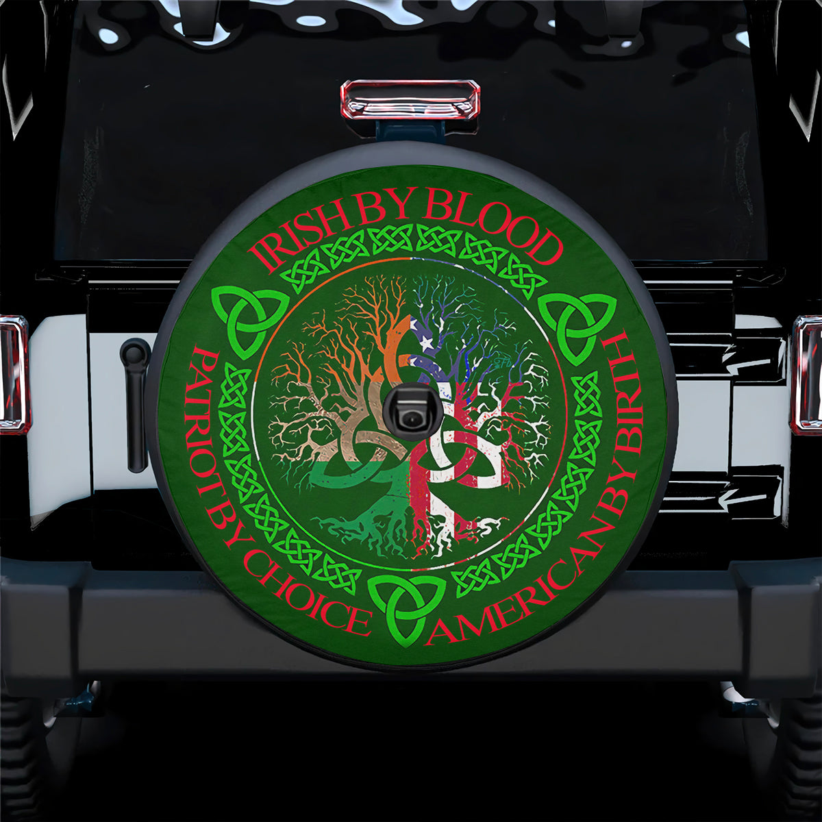 Petthouse | American By Birth Tire Cover World Tree Spare Tire Cover Irish By Blood Wrap Car Decoration