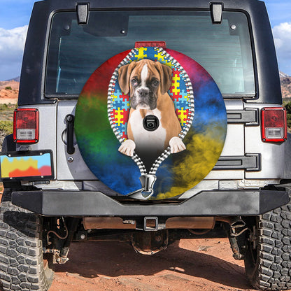 Petthouse | Boxer Colorful Wheel Spare Cover Dog Autism Awareness Wheel Protection Autism Acceptance Gift