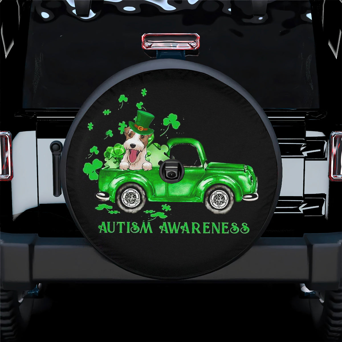 Petthouse | Jack Russell Terrier Patrick Day Spare Wheel Cover Autism Awareness Support Spare Tire Cover