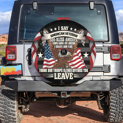 Petthouse | Bald Eagle American Flag Spare Tire Cover I Say American Veteran Wheel Cover American Patriot Gift