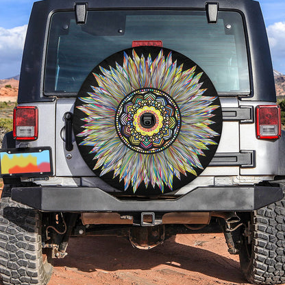 Petthouse | Sunflower Mandala Spare Tire Cover Prismatic Sunflower Tire Wheel Protector Psychedelic