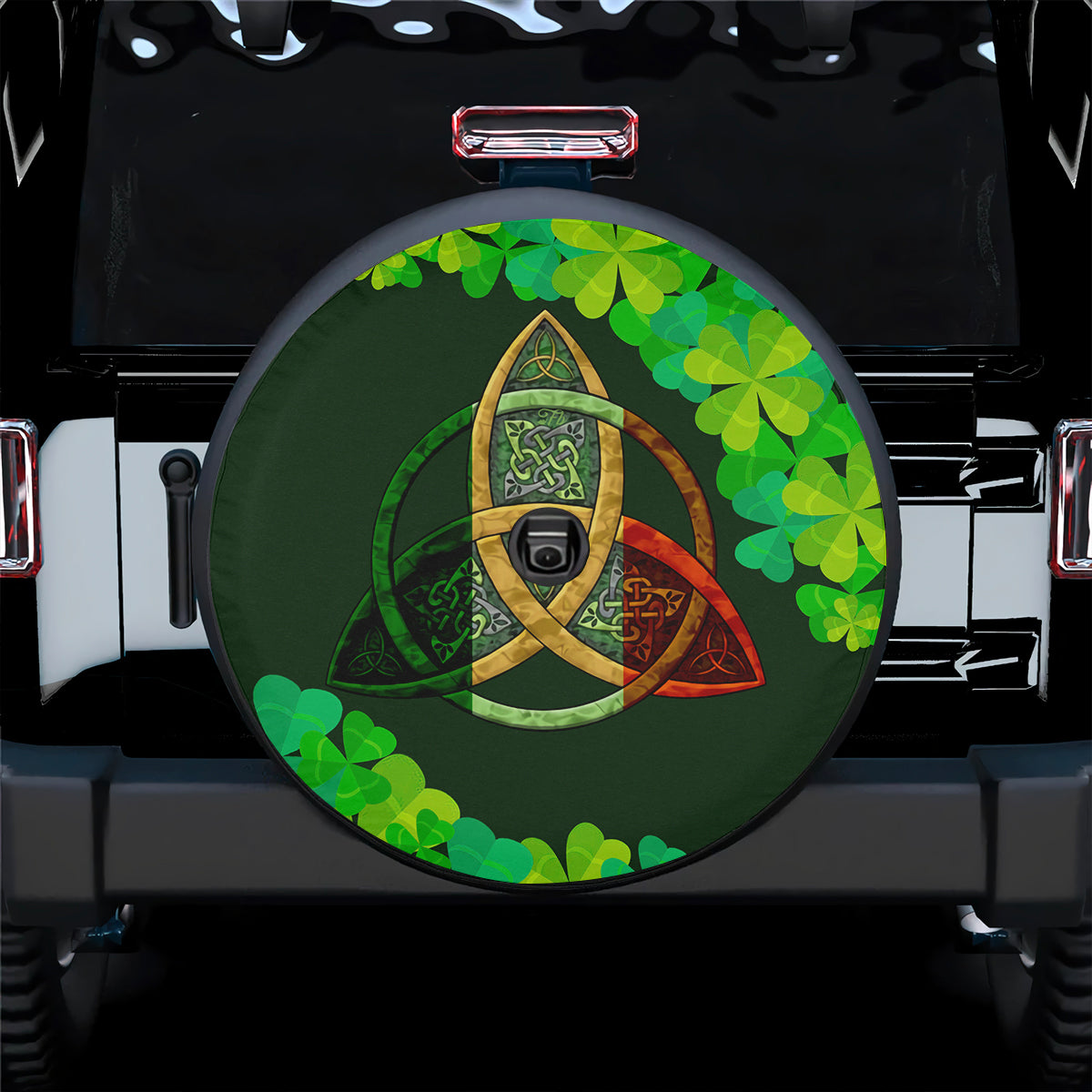 Petthouse | Happy Saint Patrick Day Spare Tire Cover Clover Pattern Seat Cover Irish Culture Wrap Car Decor