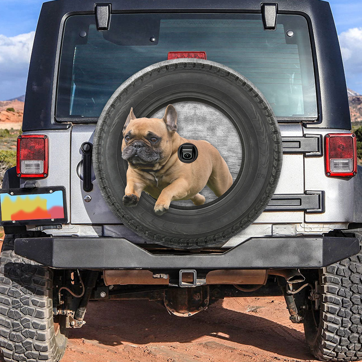 Petthouse | French Bulldog Running Funny Tire Cover For Car Dog Spare Tire Cover Trailer Tire Cover