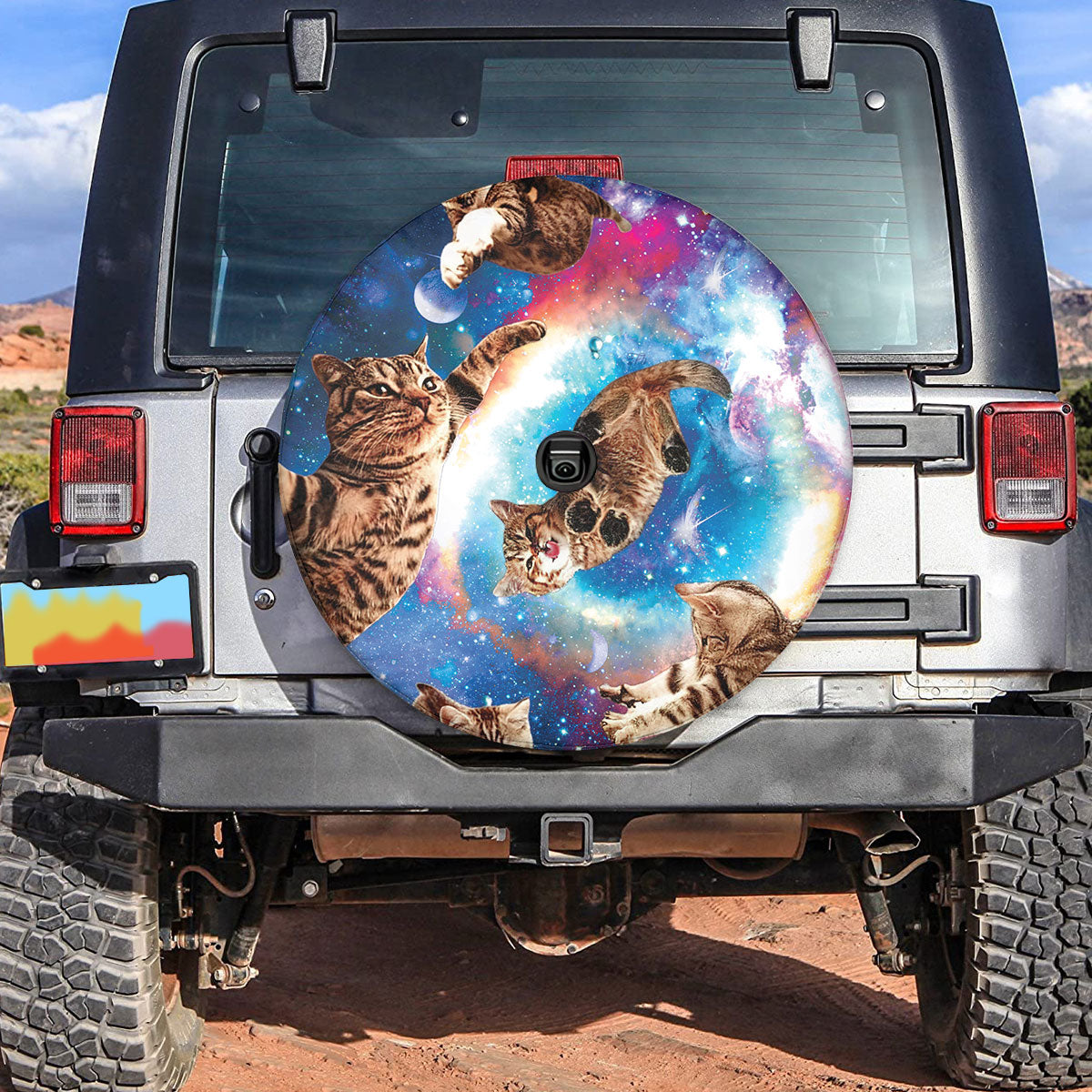 Petthouse | Funny Cat Galaxy Space Spare Tire Cover Happy International Cat Day Truck Decor Cat Fanclub Gift