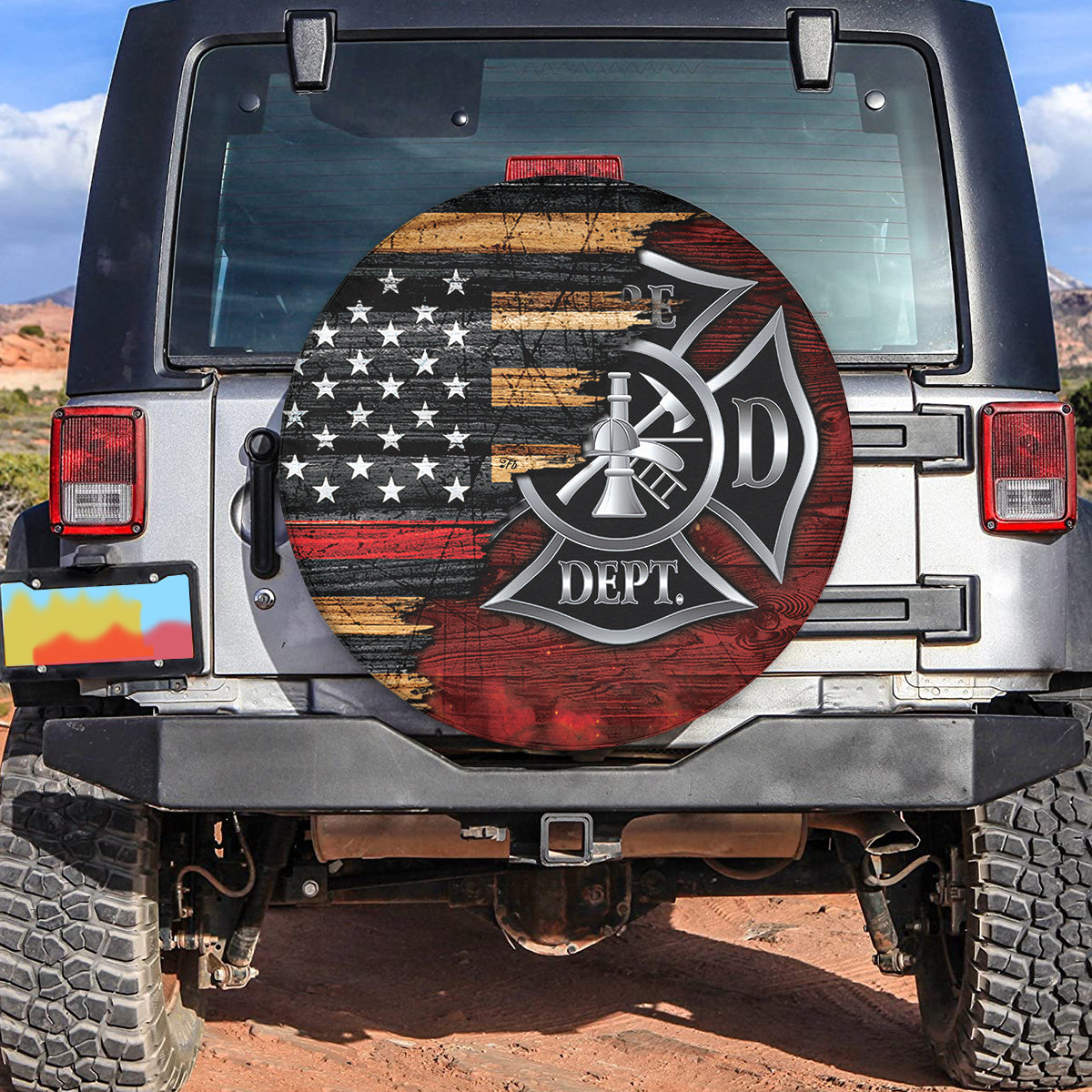 Petthouse | Firefighter Symbol Cover Firefighter Tire Cover American Wood Bar Cover Car Decoration