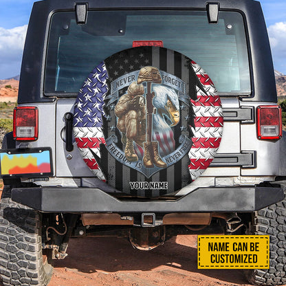 Petthouse | Customized Veteran Eagle America Flag Steel Pattern Spare Tire Cover Veteran Never Forget Freedom