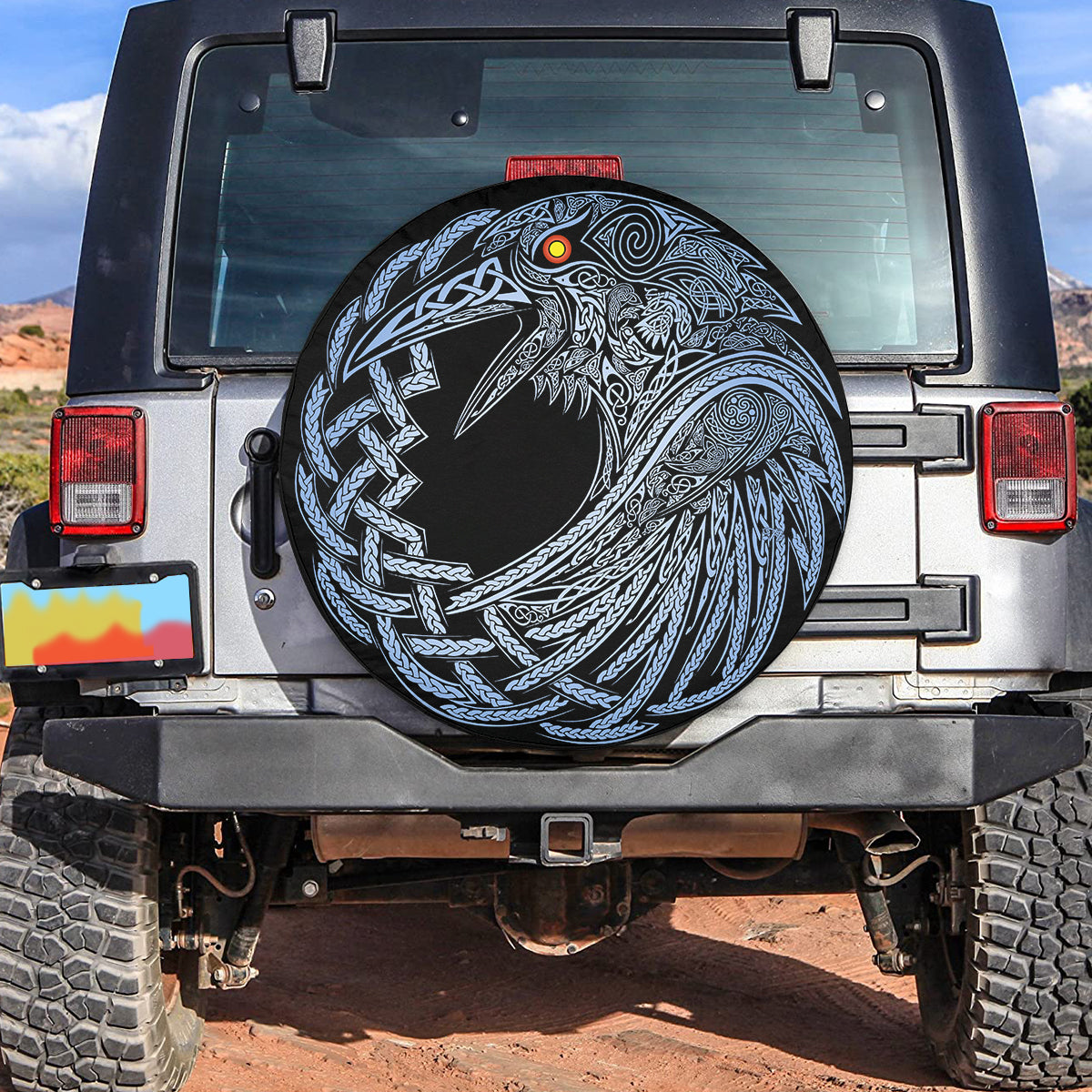 Petthouse | Viking Raven Pattern Spare Tire Cover Scandinavian Pattern Tire Cover Car Decoration