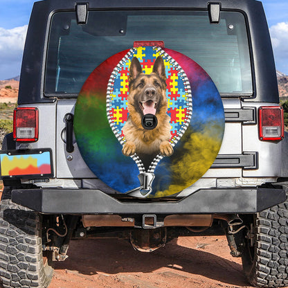 Petthouse | German Shepherd Autism Acceptance Spare Tire Cover Neurodiversity Wheel Cover Autistic Pride