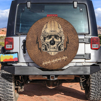 Petthouse | Football Spare Tire Cover Gothic Skull Art Cool Footballer Tire Cover Horror Style Car Decoration