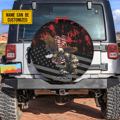 Petthouse | Customized Name Veteran American Spare Tire Cover American Pride Gift For Freedom Day