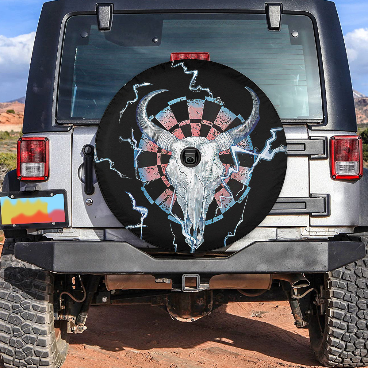 Petthouse | Buffalo Skull Spare Tire Cover Wildlife Scene Tire Cover Vintage Wheel Cover Car Accessories