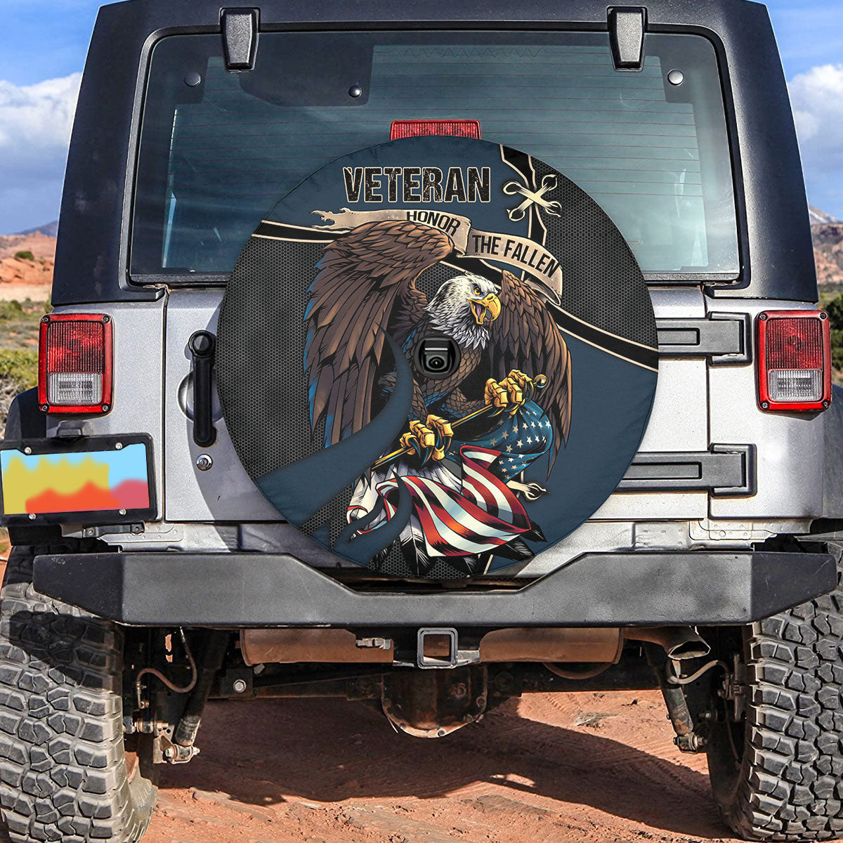 Petthouse | Veteran Honor The Fallen Us Eagle Spare Tire Cover Veteran's Day Decor Memorial Day Gift Idea