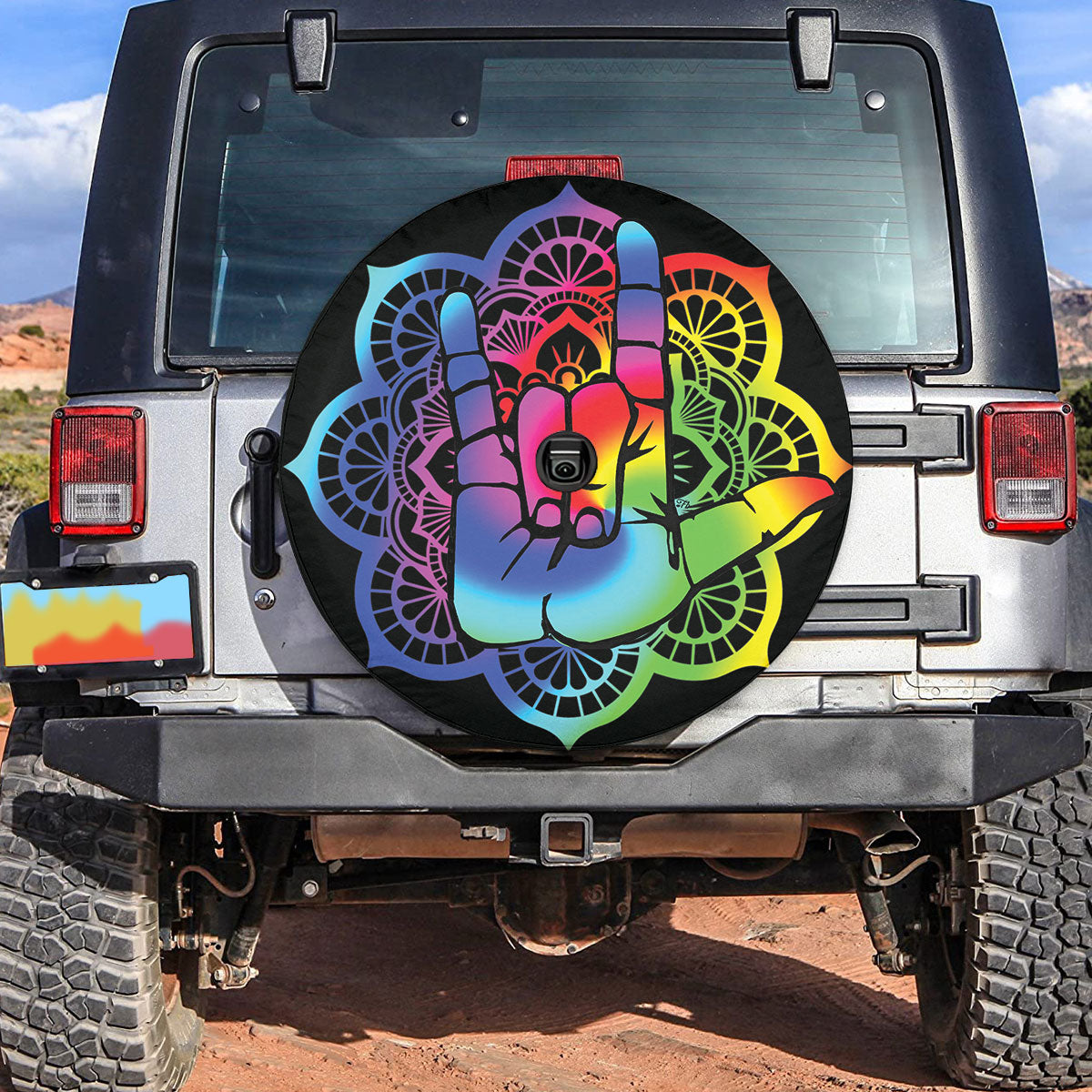 Petthouse | Tie Dye Shaka Tire Cover Mandala Spare Tire Cover Hippie Style Wheel Cover Car Accessories