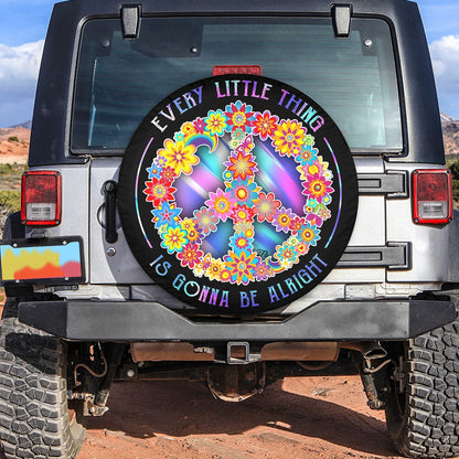 Petthouse | Every Little Thing Is Gonna Be Alright Cover Peace Sign Flower Tire Cover Hippie Style Cover Decor