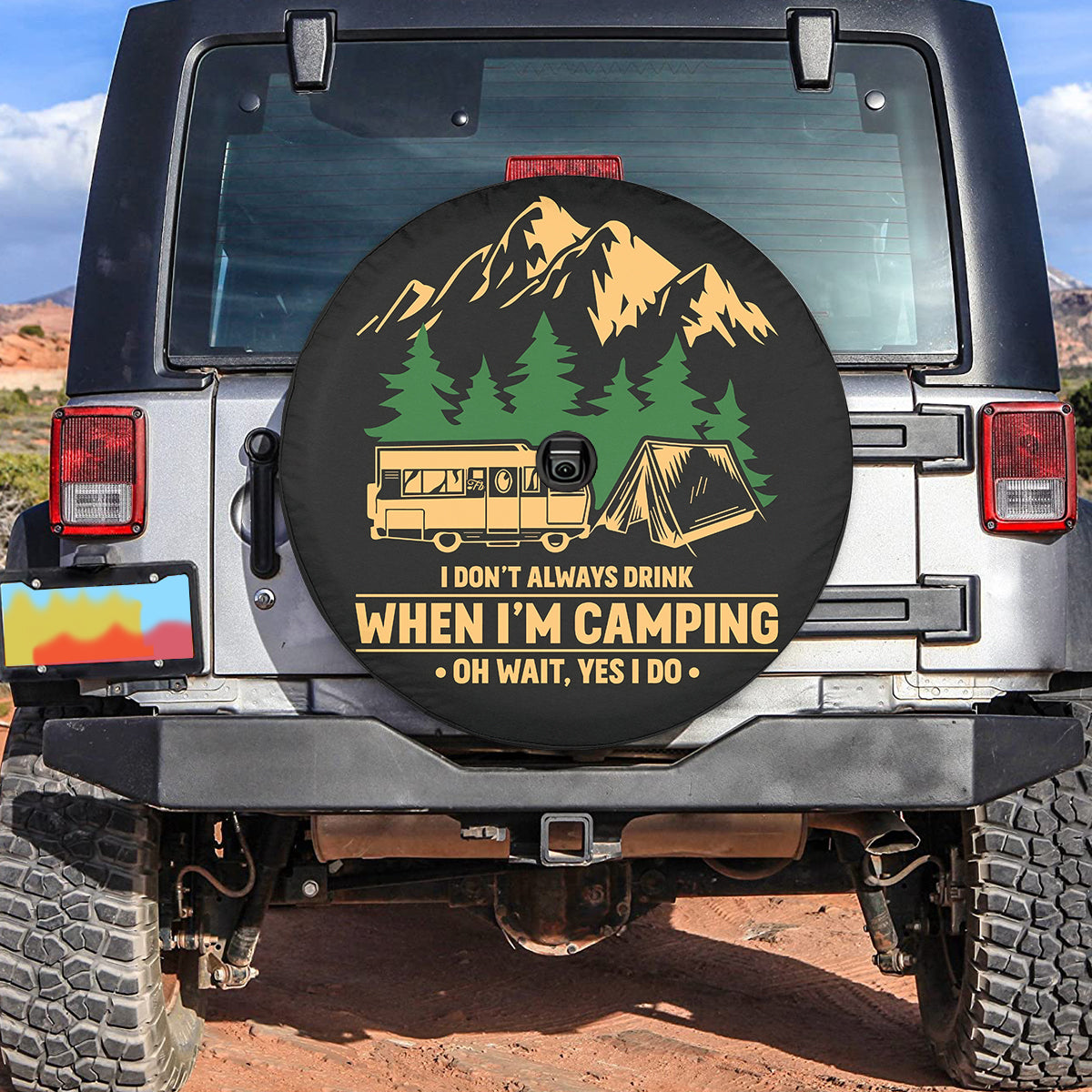 Petthouse | Camping Spare Tire Cover Happy Camper Camping Area Wheel Cover For Car Camping Lover Gift