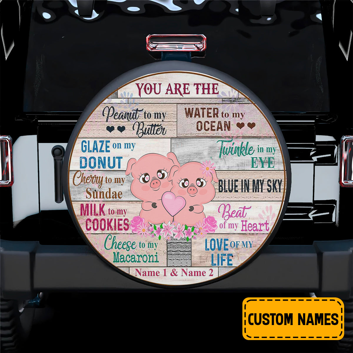 Petthouse | Customized Spare Tire Cover Cute Couple Pig Tire Cover You Are The Peanut To My Butter