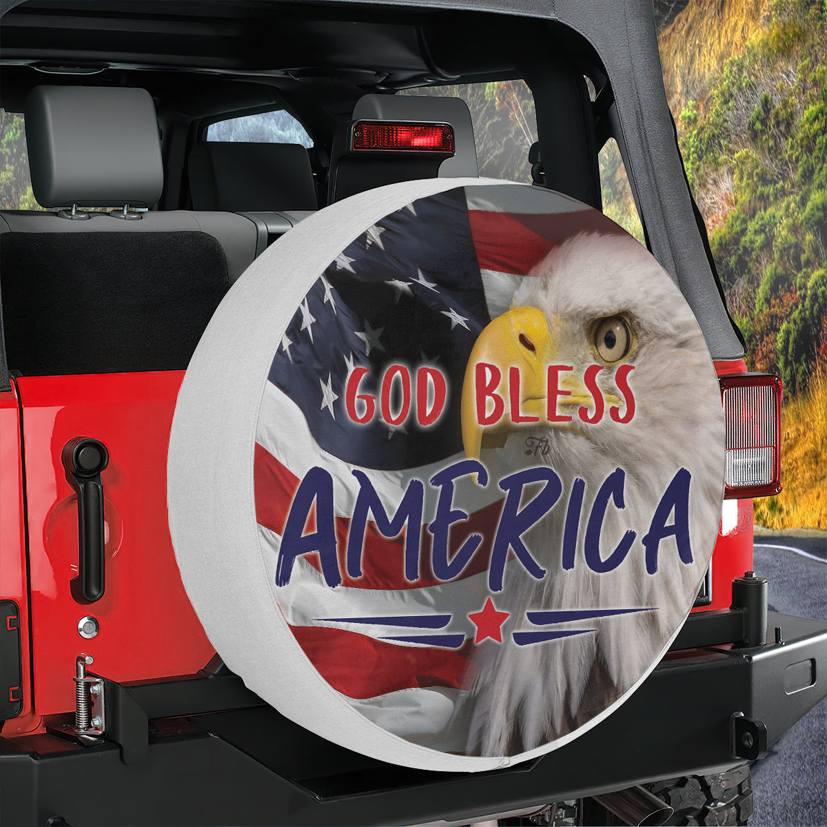 Petthouse | Eagle American Flag Spare Tire Cover God Bless America Wheel Cover Waterproof Family Gift