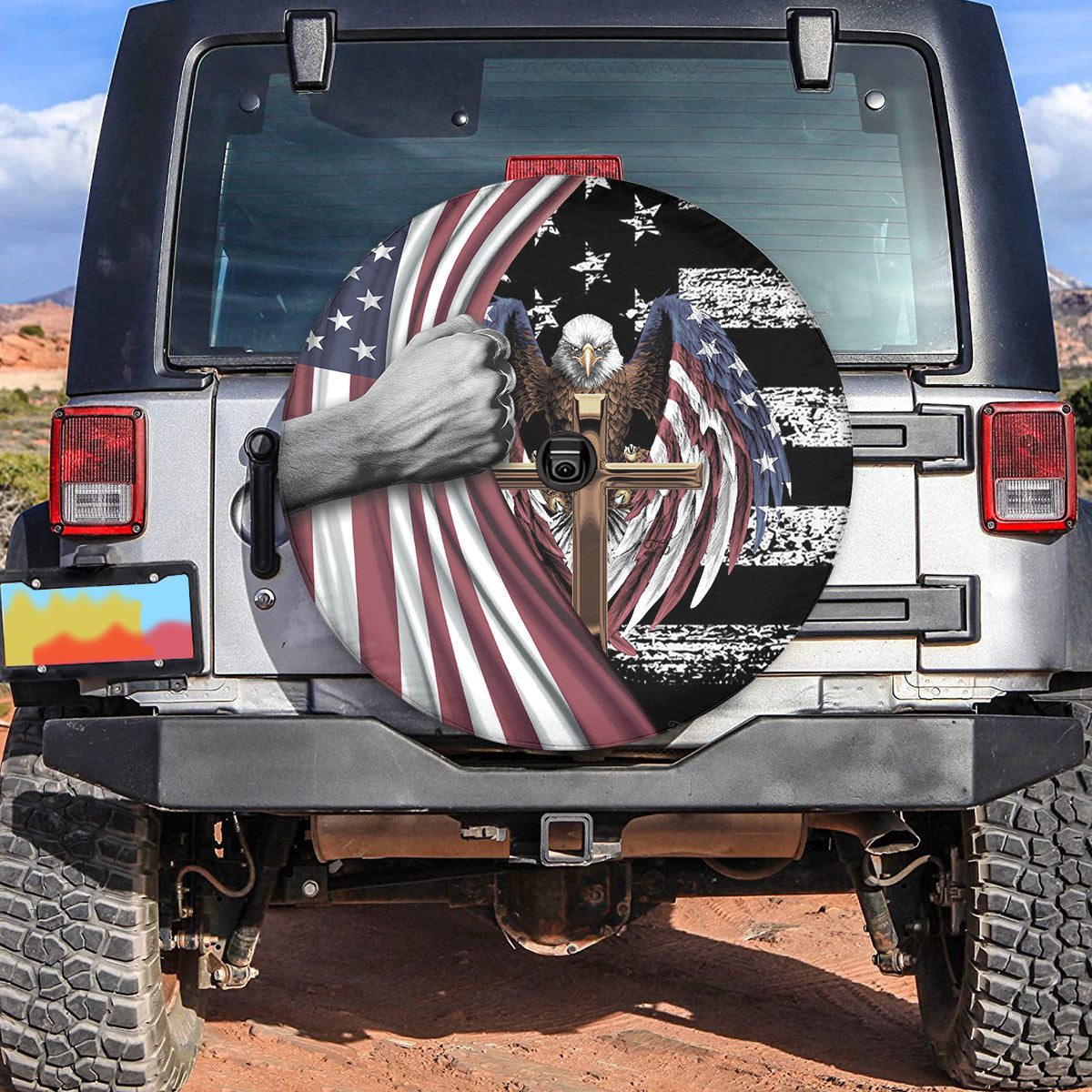 Petthouse | American Christian Cross Eagle Spare Tire Cover Independence Day Freedom Day Decoration