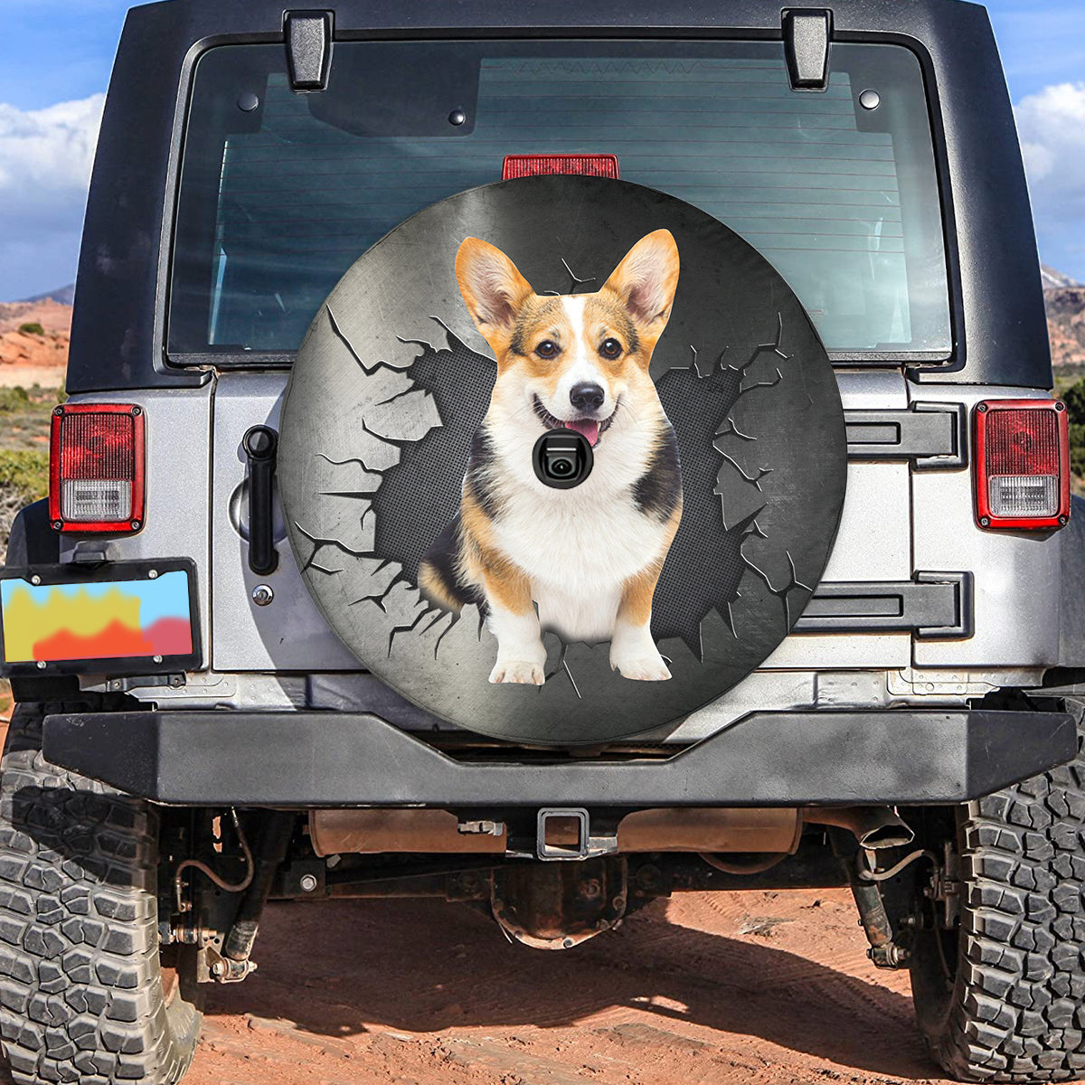 Petthouse | Corgi Cute Dog Spare Tire Cover Dog Paw Print Camper Wheel Cover Dog Dad Waterproof Tire