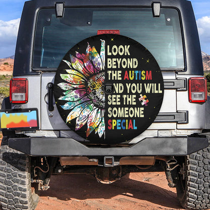 Petthouse | Sunflower Colorful Universal Spare Tire Cover Autism Awareness Canvas Tire Autism Special