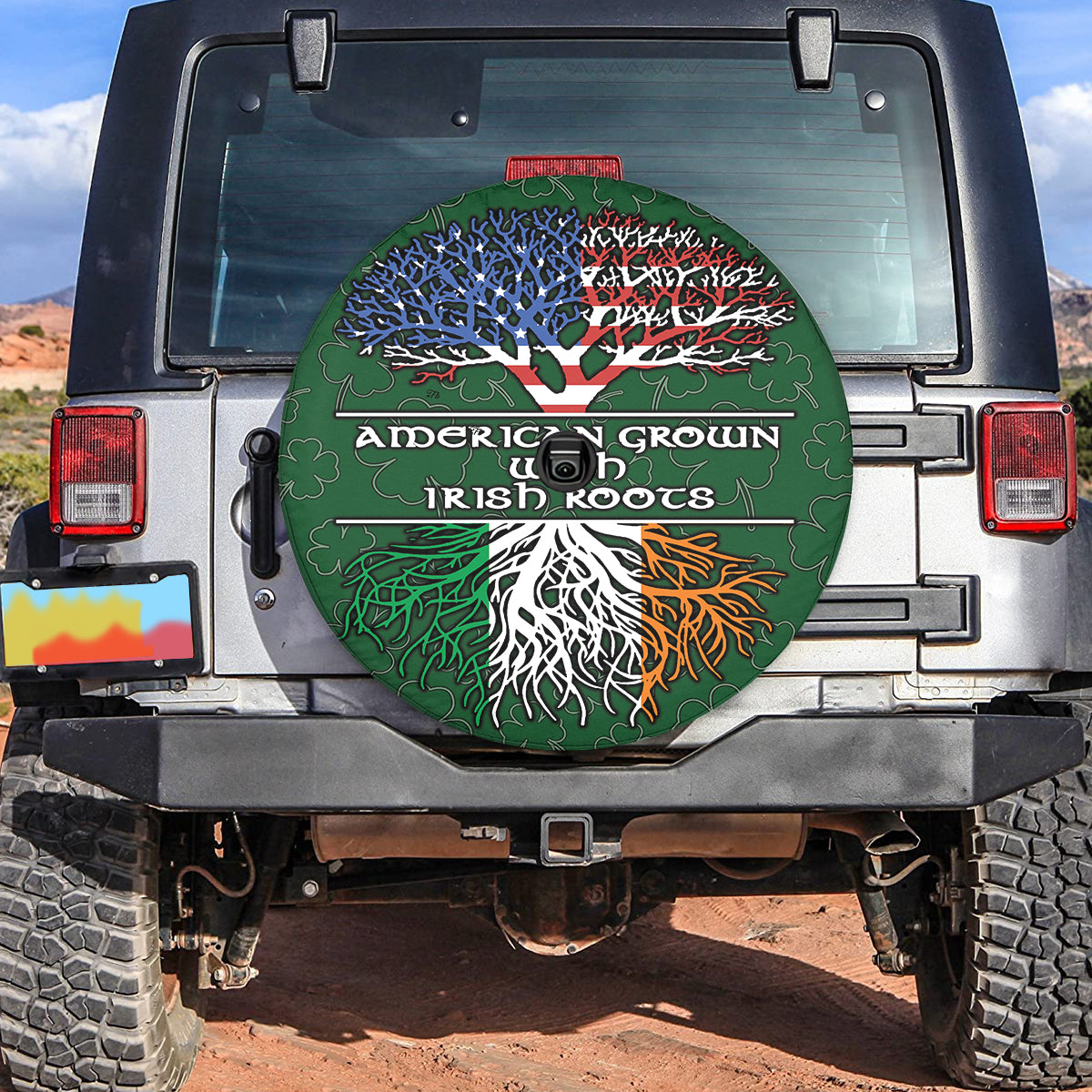 Petthouse | Irish Tree Of Life American Grown With Irish Roots Spare Tire Cover Wheel Cover Irish Gift