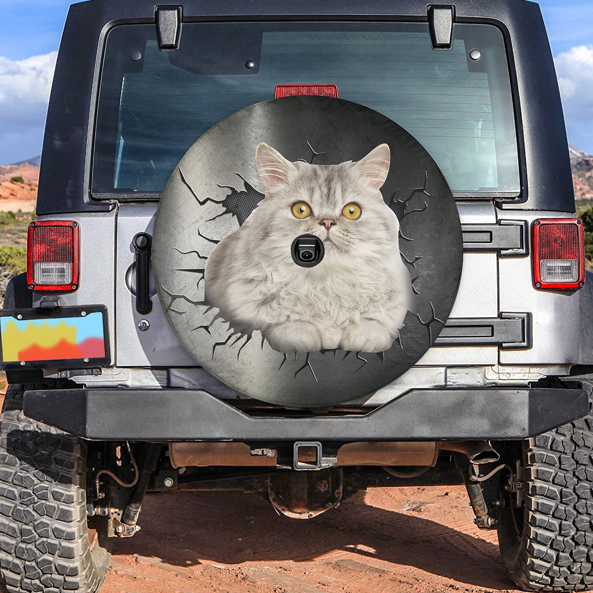 Petthouse | Persian Cat Tire Protector Metal Crack Hole Print Spare Wheel Cover Fun Car Accessory For Cat Lover