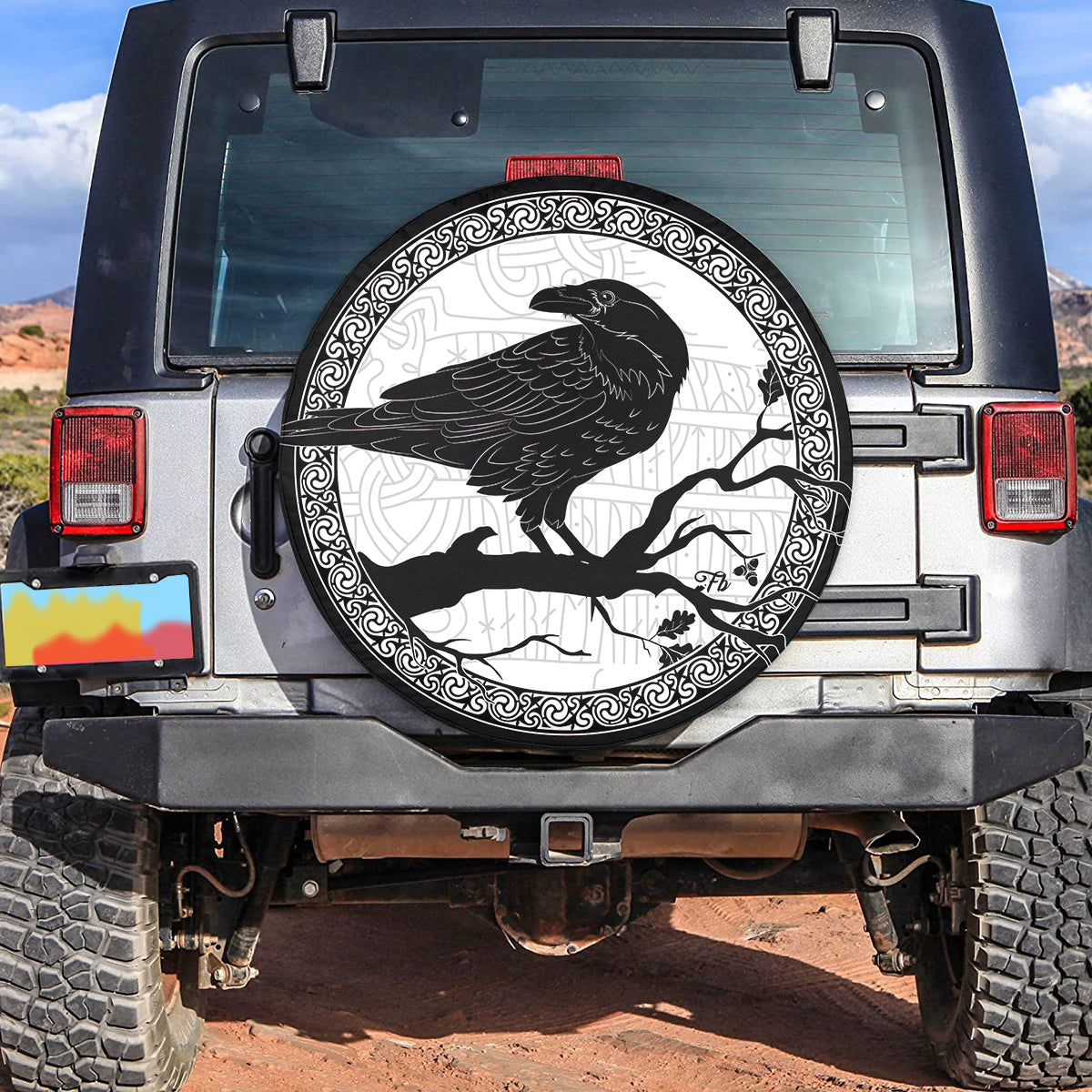 Petthouse | The Black Crow Cover An Oak Tree Cover Raven Art Wrap Car Tire Cover Car Decorate