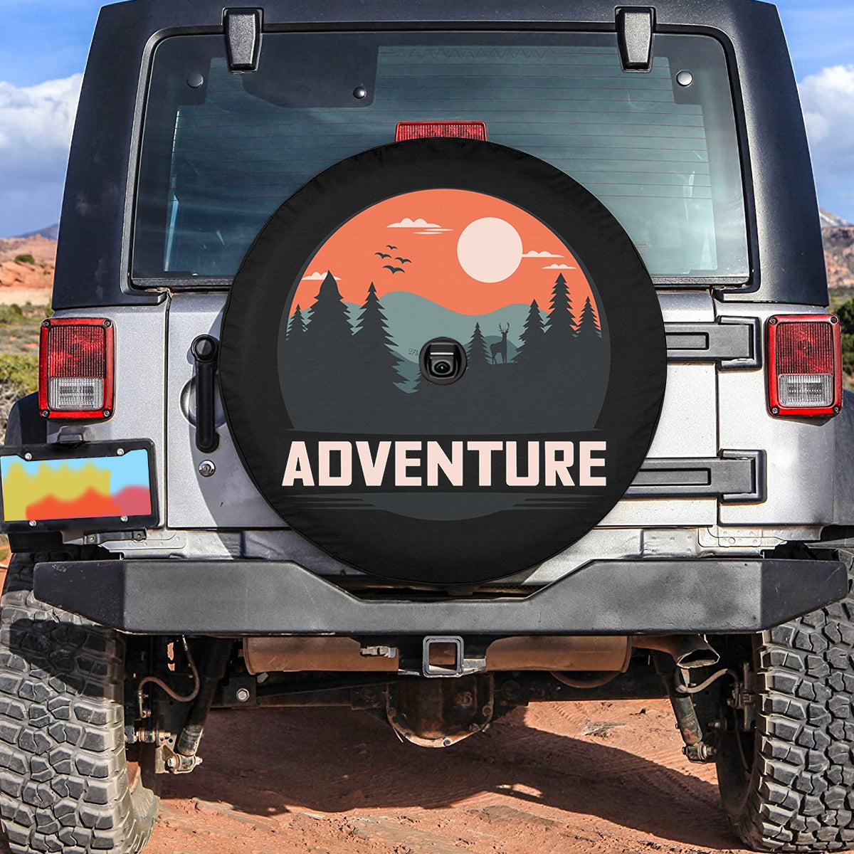 Petthouse | Adventure Spare Tire Cover Mountain Art Tire Cover Camping Tire Wrap Retro Style Car Decorations